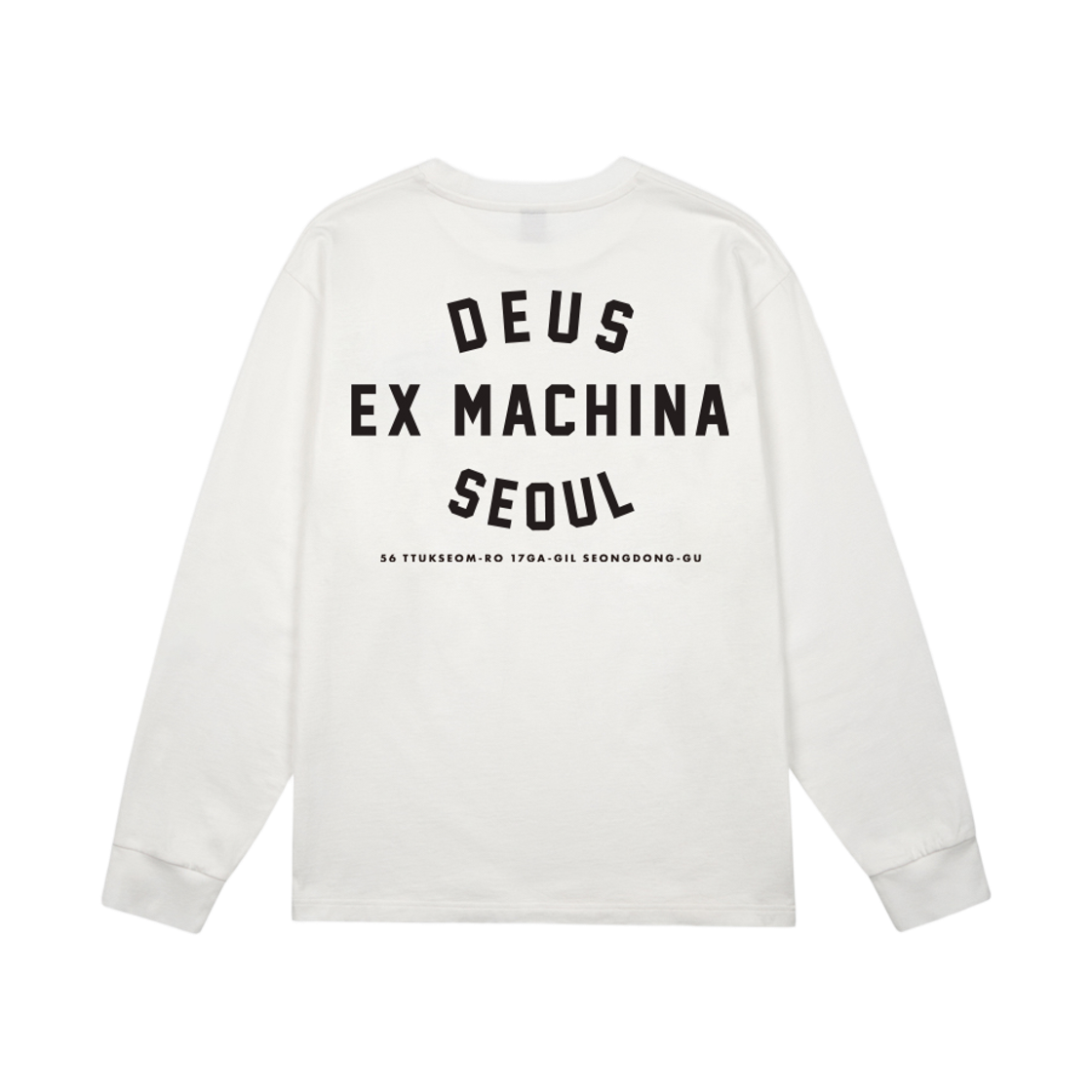 [6% 적립] 데우스 엑스 마키나 서울 컬리지 어드레스 롱슬리브 티셔츠 화이트([6% 적립] Deus Ex Machina Seoul College Address Ls Tee White)
