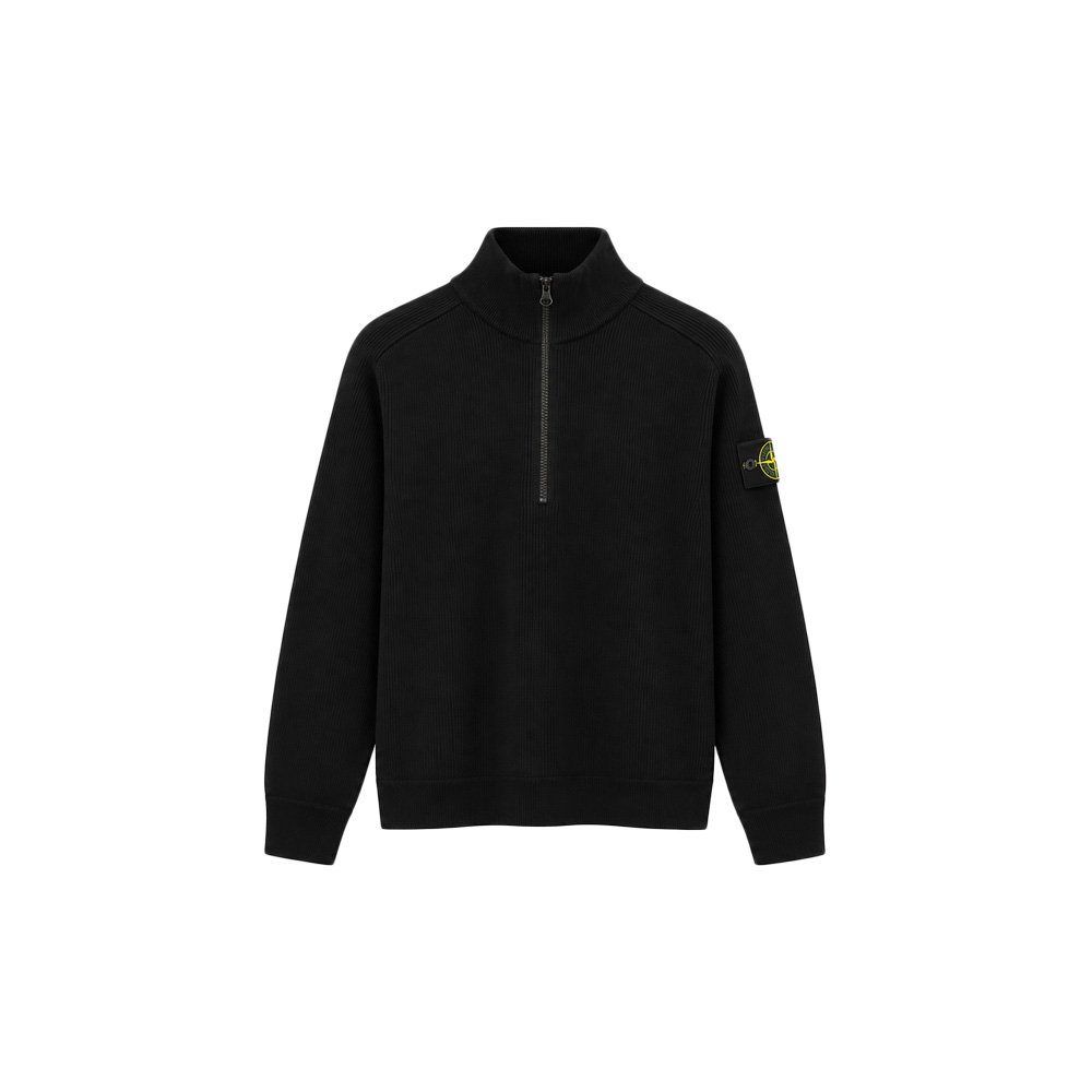 [20% 쿠폰] 스톤 아일랜드 패치 미들게이지 하프집업 니트 블랙 - 26FW([20% 쿠폰] Stone Island Patch Middle Gauge Half Zip Knit Black - 26FW) - 2