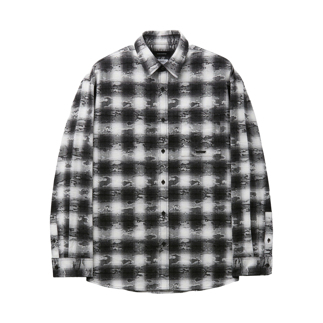 커스텀멜로우 오버핏 데미지 체크 셔츠 블랙(Customellow Oversized Distressed Check Shirt Black)