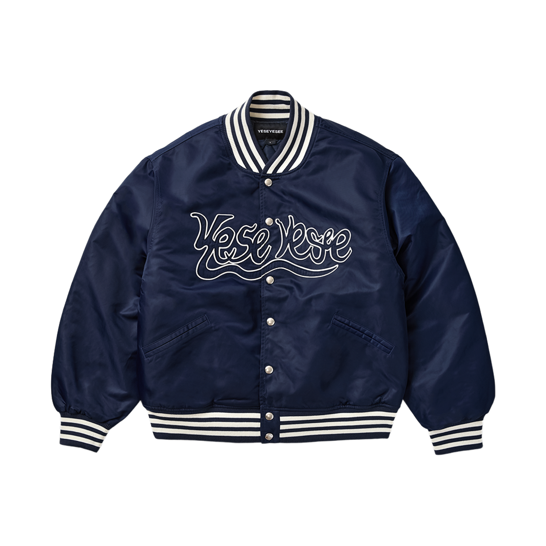 YS253WOWLS05NAV YESEYESEE Y.E.S Snail Logo Stadium Jacket Navy