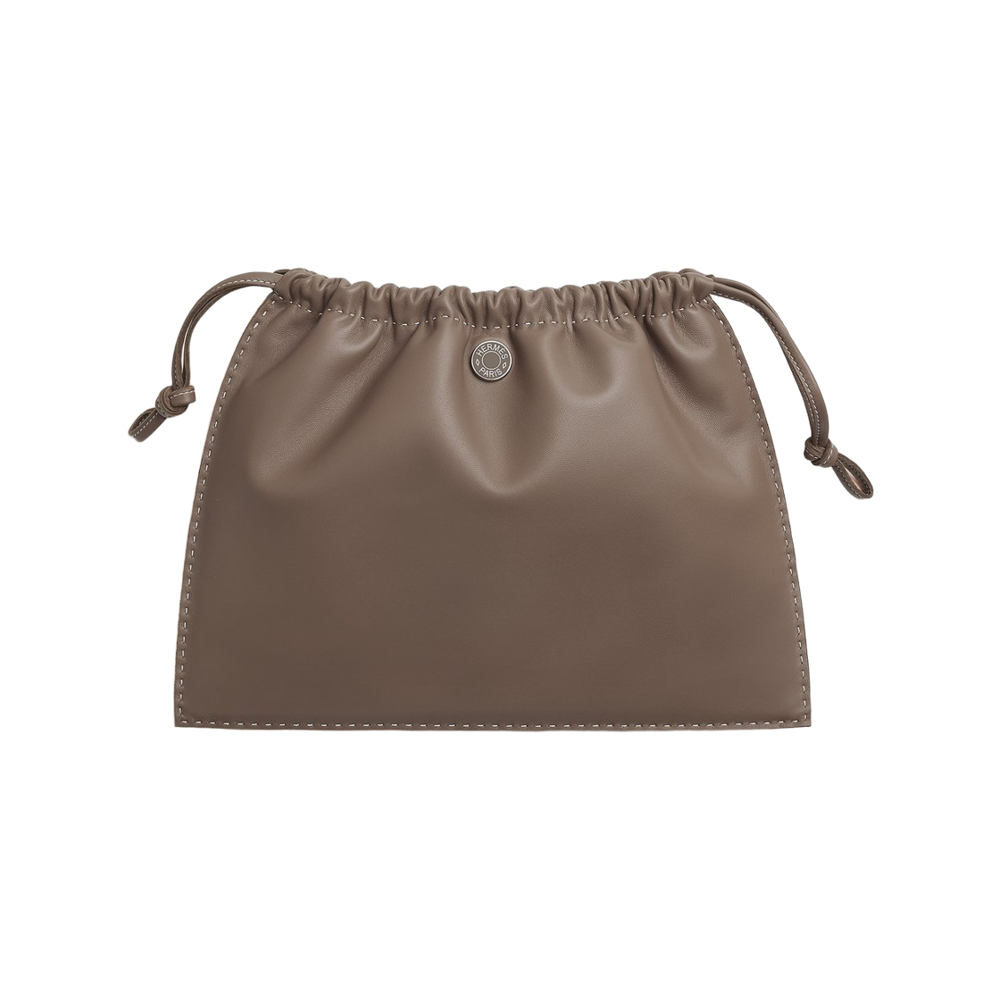 H083138CKBN Hermes Pilo Pouch Milo Lambskin Swift Calfskin & Palladium Etoupe
