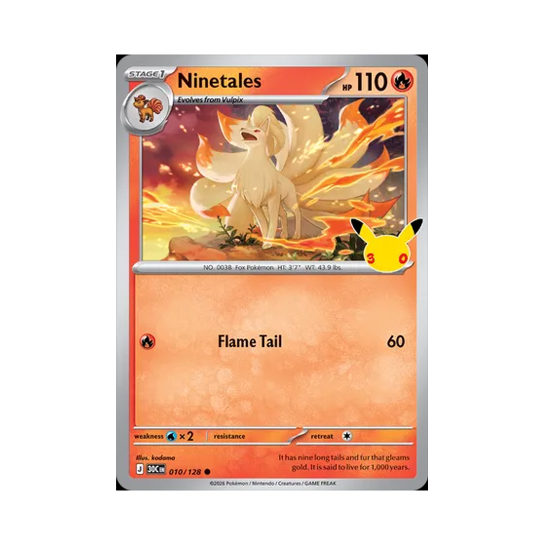 30C010-128 Pokemon TCG Ninetales C 30th Celebration (English Ver.)