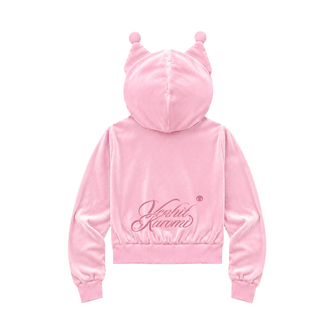 [KREAM 단독] 벤힛 x 쿠로미 벨루아 크롭 후드집업 핑크([KREAM 단독] VENHIT x KUROMI Velour Cropped Zip-Up Hoodie Pink) - 2