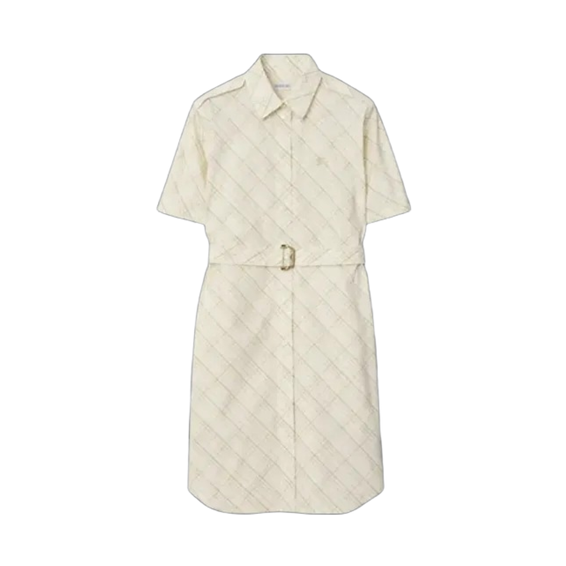 8110407 (W) Burberry Check Cotton Shirt Dress Beige