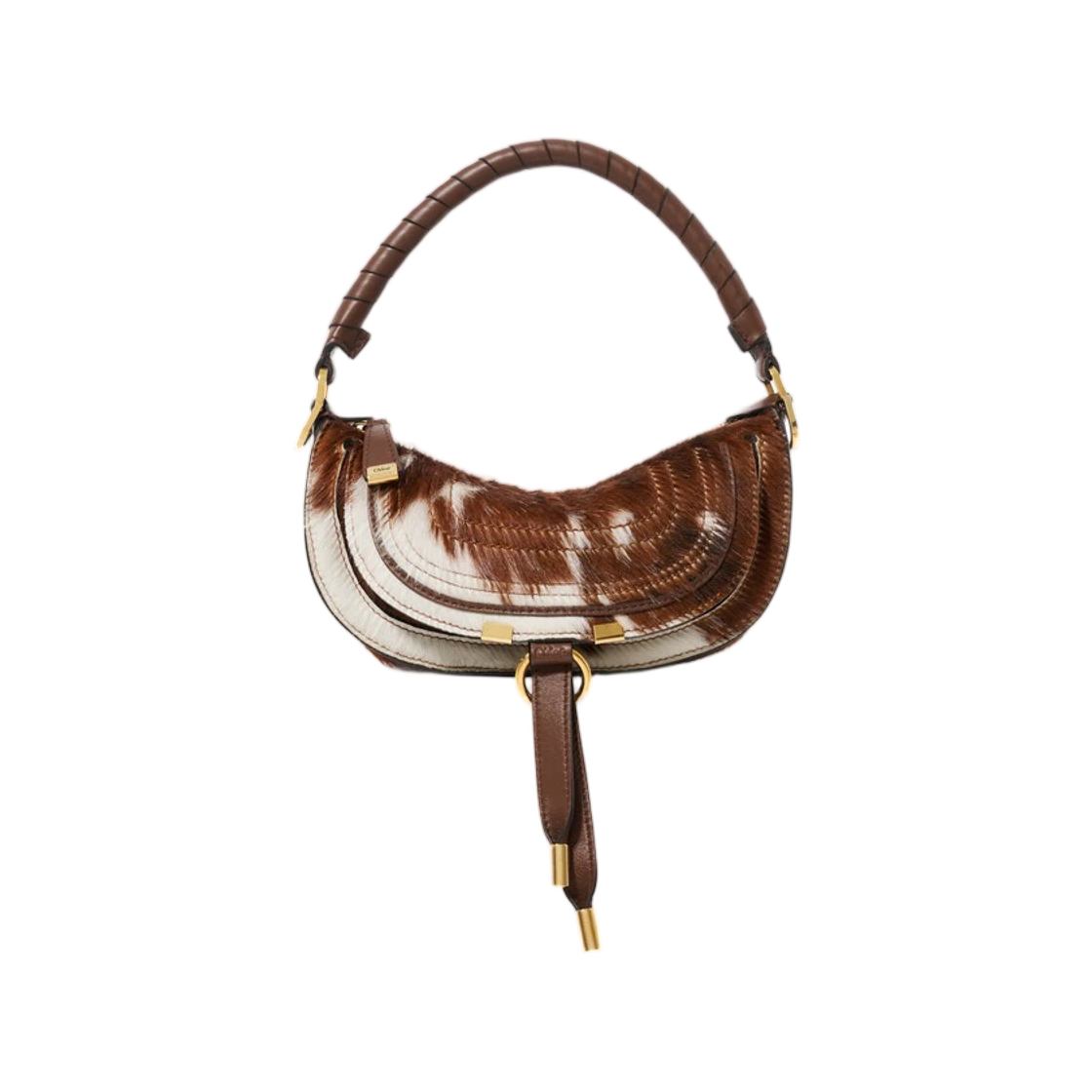 CH26WP927T0925C Chloe Mini Marcie Shoulder Bag in Hair On Leather Chocolate
