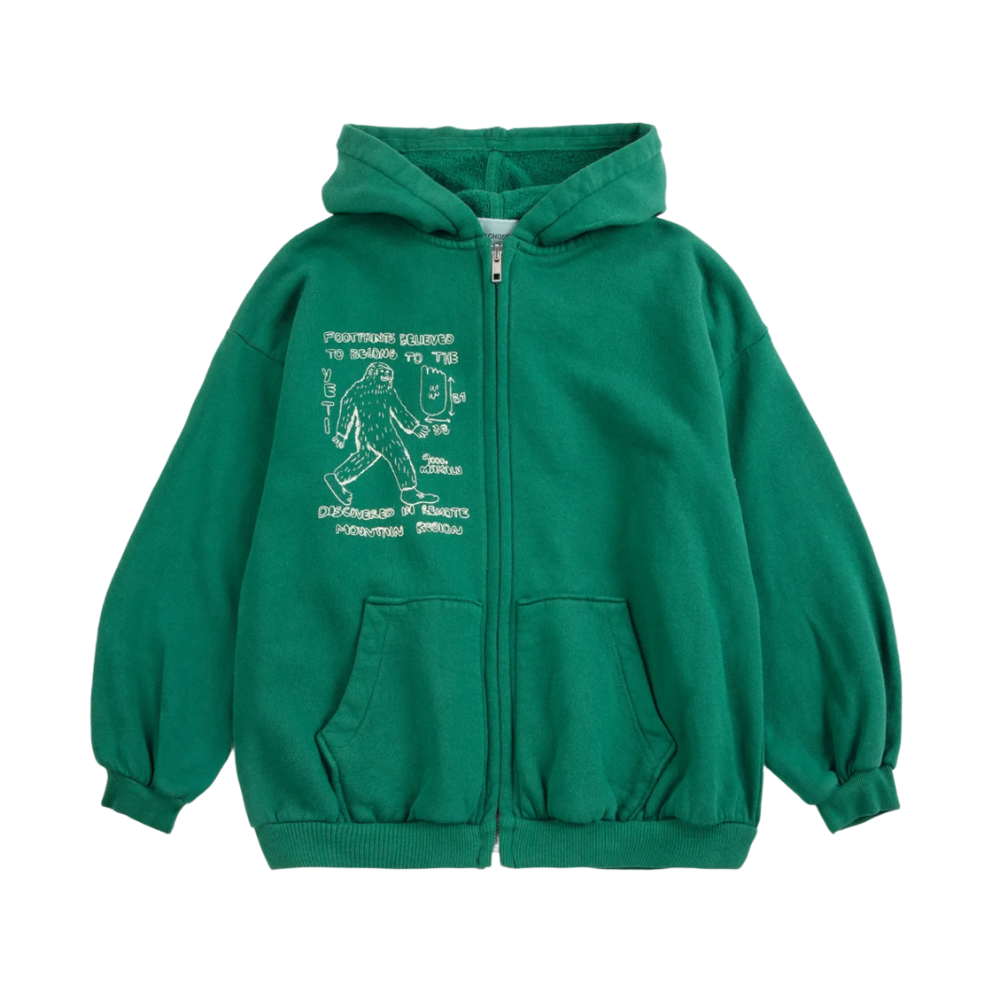 226AC050 (Kids) Bobo Choses Mr Footish Zipped Hoodie Dark Green