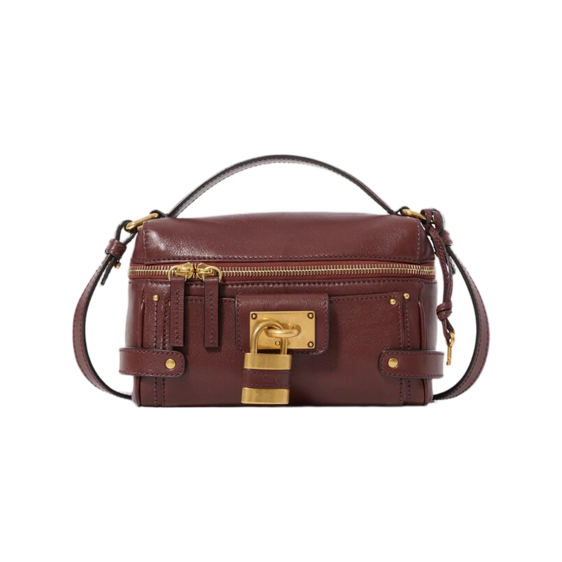 CH26WS855P7527M Chloe Paddington Vanity Bag in Grained Leather Crafty Brown