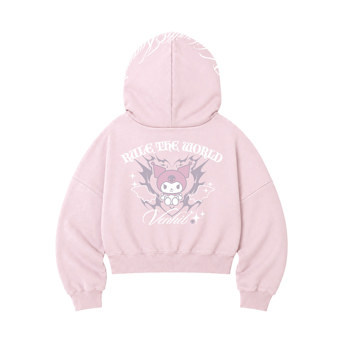 [KREAM 단독] 벤힛 x 쿠로미 VK 세리프 레터링 사이드 후드집업 핑크([KREAM 단독] VENHIT x KUROMI VK Serif Lettering Side Hoodie Zip-Up Pink) - 2