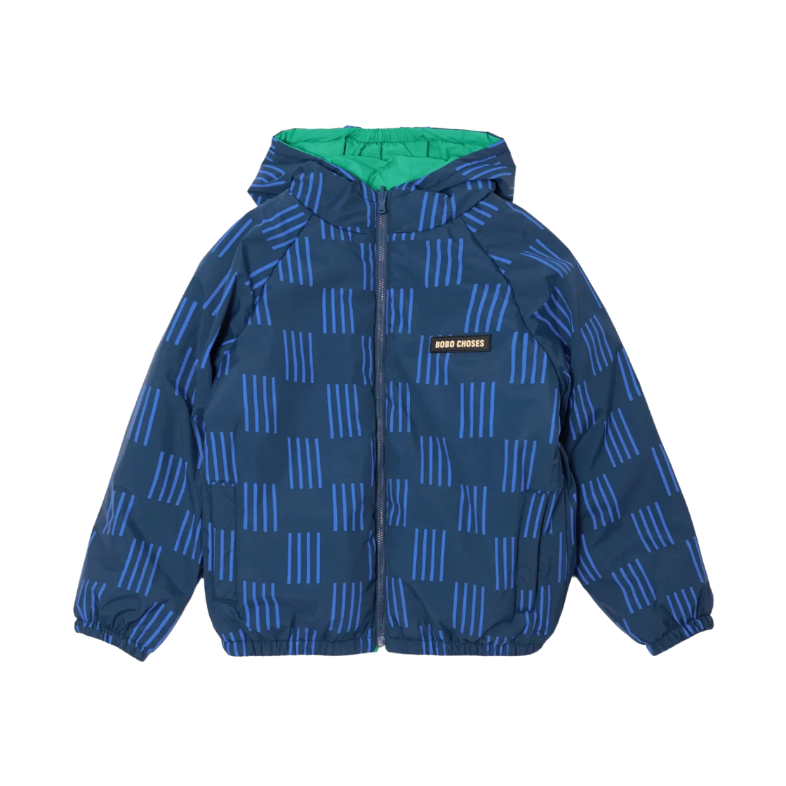 (키즈) 보보쇼즈 올모스트 모이레 올 오버 리버시블 자켓 네이비 블루((Kids) Bobo Choses Almost Moire All Over Reversible Jacket Navy Blue)