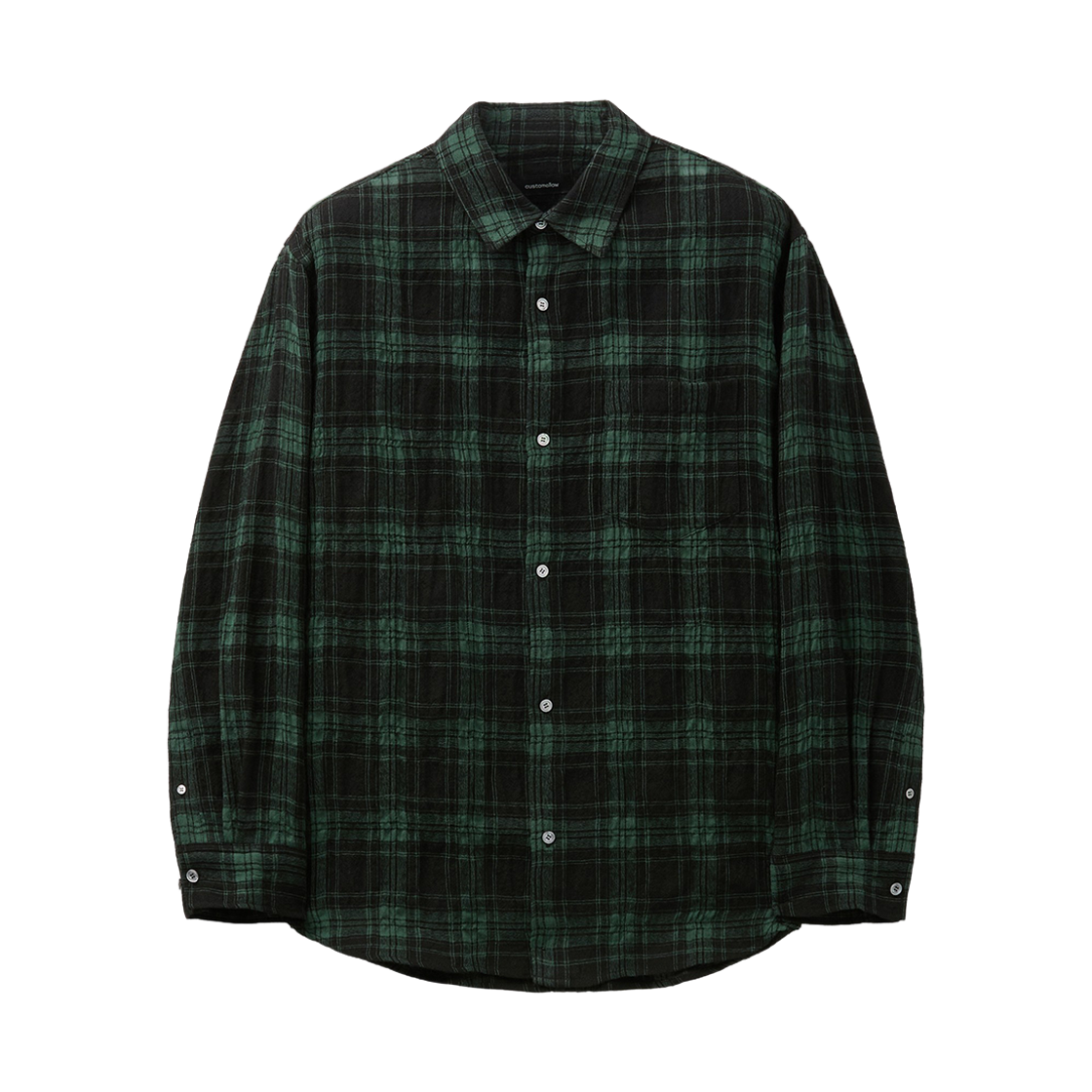 커스텀멜로우 울 코튼 체크 셔츠 다크 그린(Customellow Wool-Cotton Check Shirt Dark Gray)