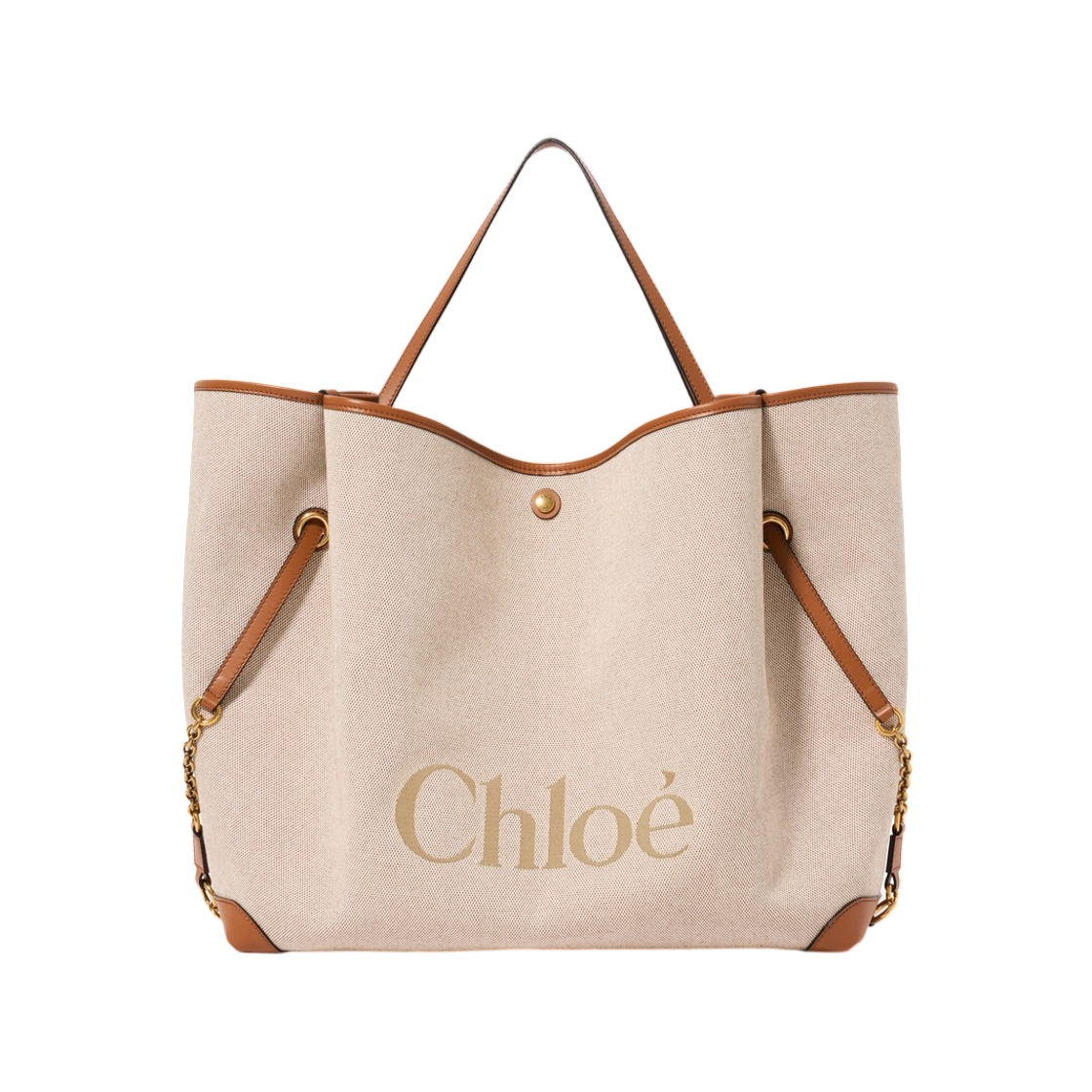 CH26AS654S6326M Chloe Large Chloe Clover Double Carry Bag in Canvas Clay Brown