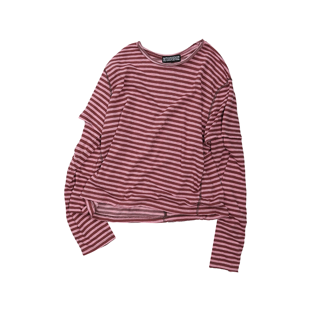 MIED01220 OS Layered Stripe Knit Tee - Pink