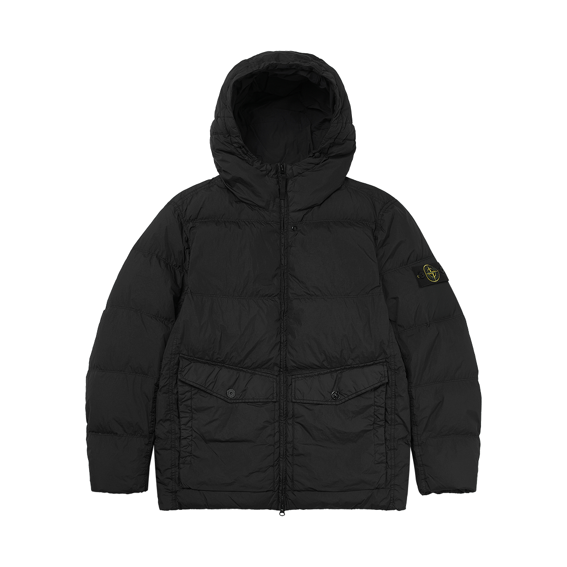 K2S1541000-11S0A23-V0029 Stone Island 4100011 Crinkle Reps NY Recycled Nylon Hooded Down Jacket Black - 25FW