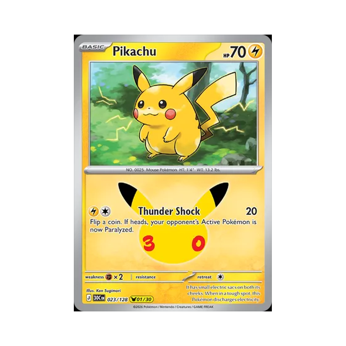 30C023-128 Pokemon TCG Pikachu 01/30 30th Celebration (English Ver.)
