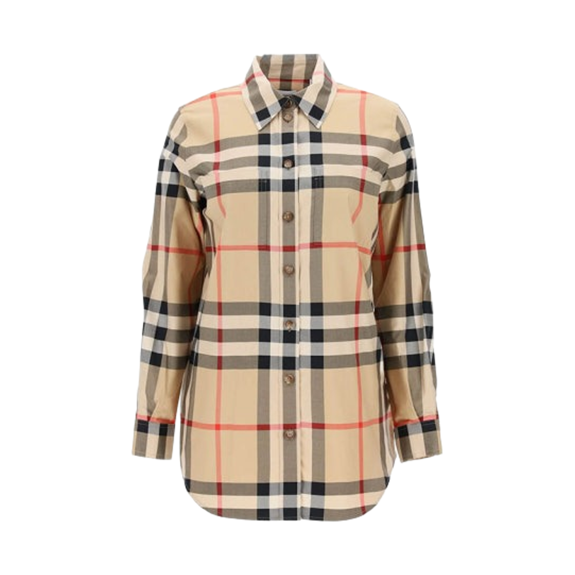 8071338 (W) Burberry Vintage Check Button Paola Long Sleeve Shirt Light Brown