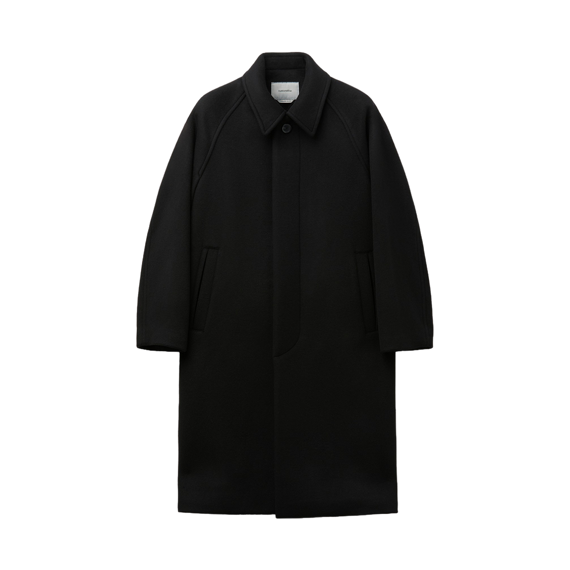 C9CAW26611BKX Customellow Essential Cashmere Balmacaan Coat Black