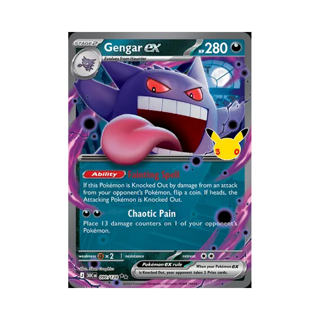 30C090-128 Pokemon TCG Gengar ex RR 30th Celebration (English Ver.)