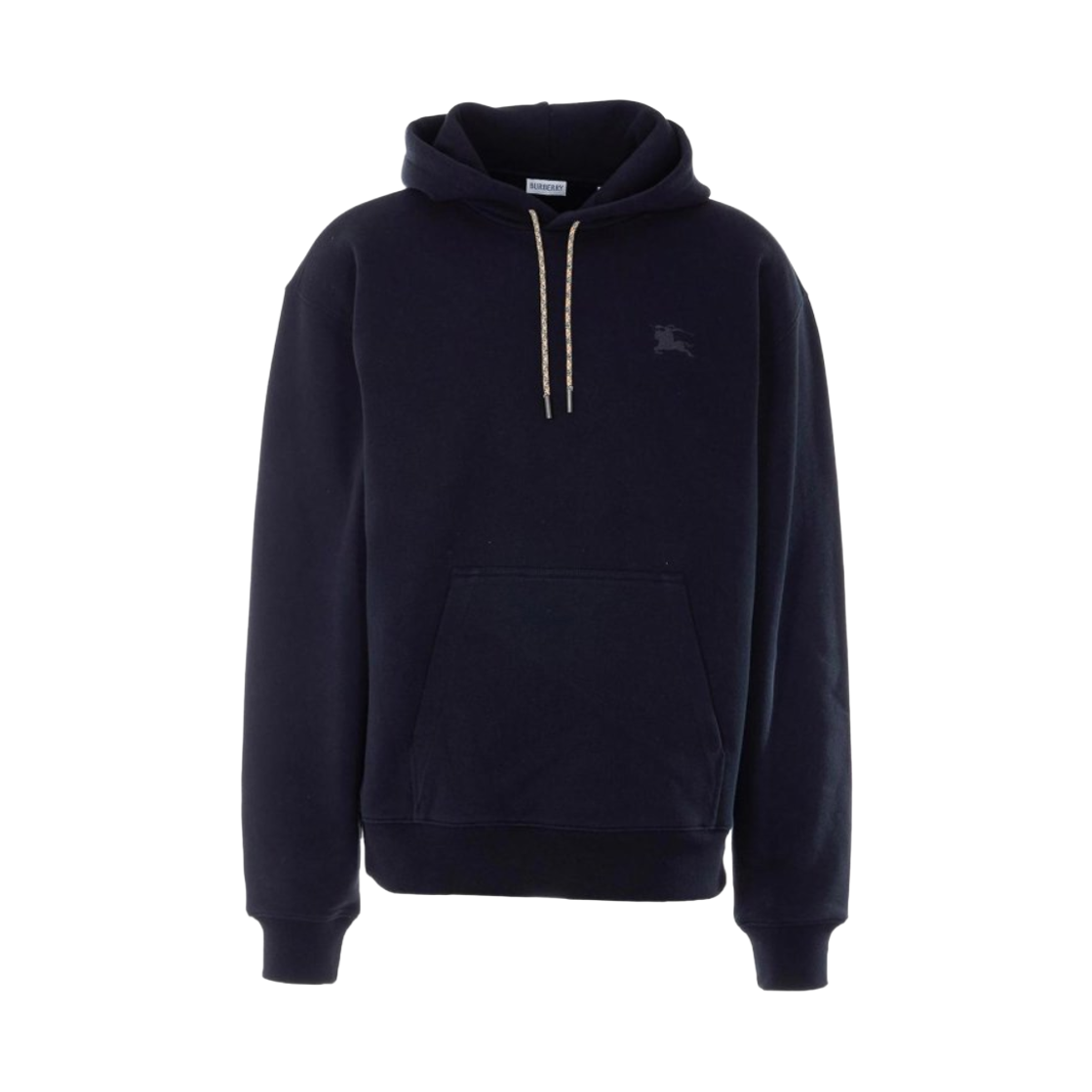 8119053 Burberry EKD Embroidered Classic Check Elbow Patch Cotton Hooded T-Shirt Black