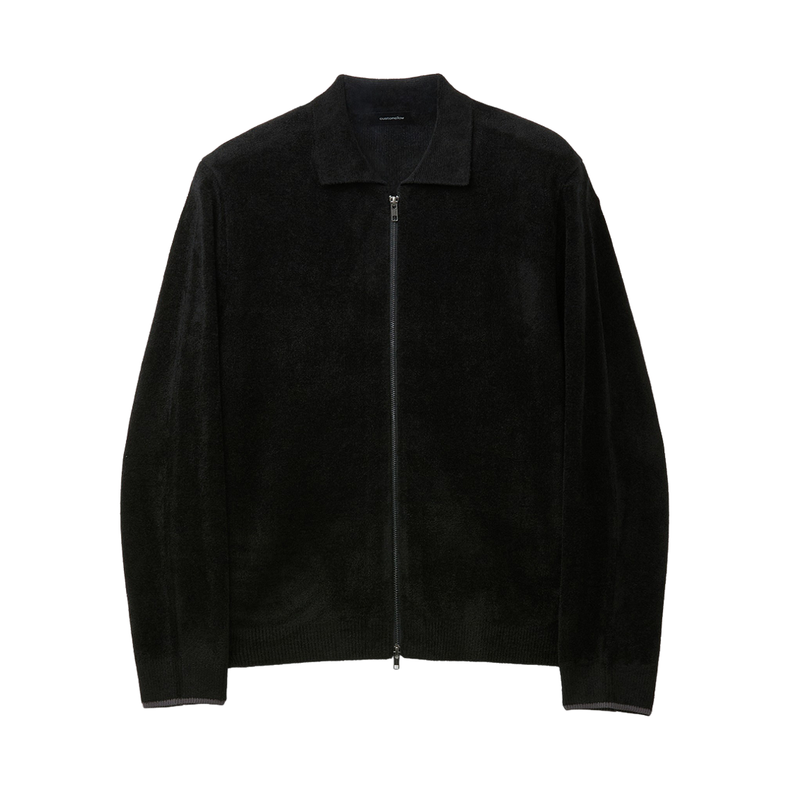 커스텀멜로우 셔닐 카라 가디건 블랙(Customellow Chenille Collared Cardigan Black)