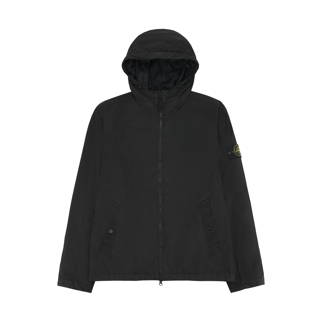 L1/L2S1541000-01S0A23-V0029 Stone Island 4100001 Crinkle Reps NY Hooded Jacket with Wind Resistance and Anti-Drop Black