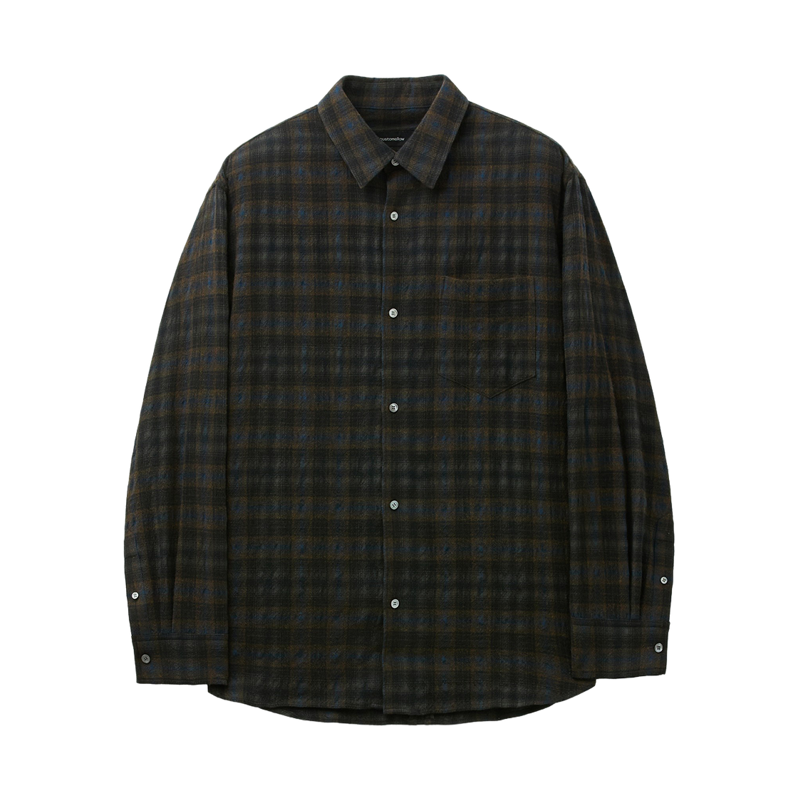 커스텀멜로우 울 코튼 체크 셔츠 다크 브라운(Customellow Wool-Cotton Check Shirt Dark Brown)