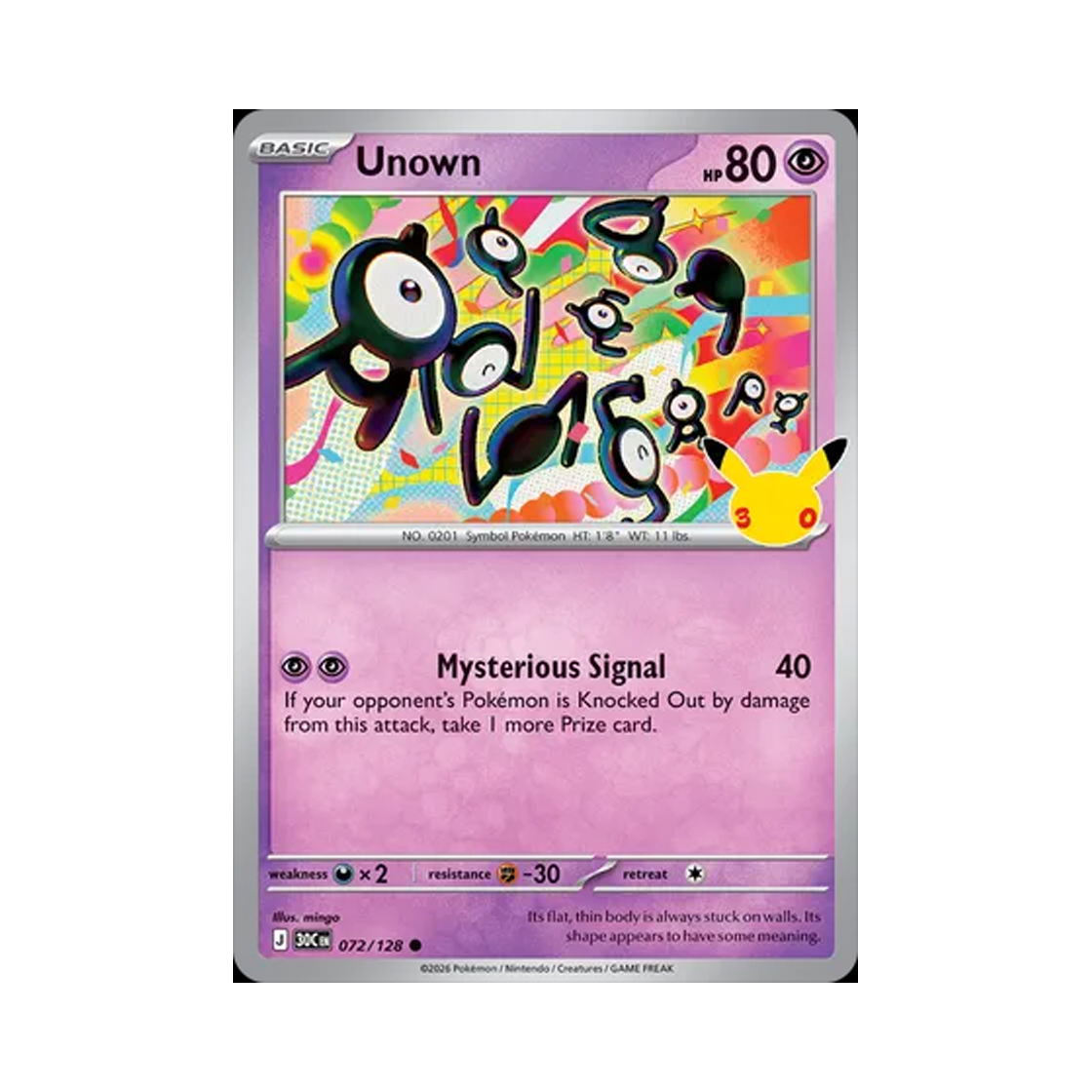 30C072-128 Pokemon TCG Unown C 30th Celebration (English Ver.)