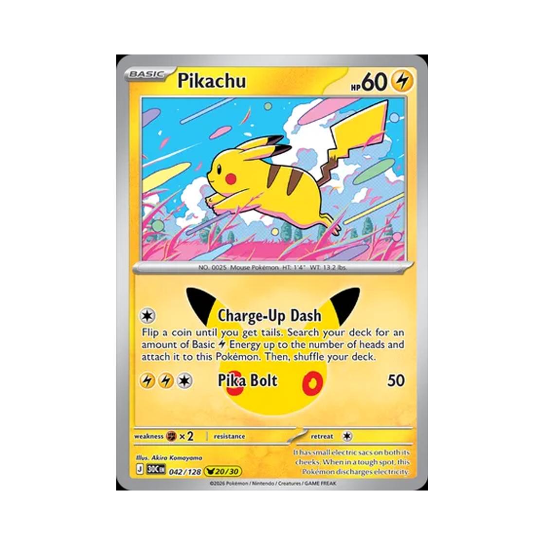 30C042-128 Pokemon TCG Pikachu 20/30 30th Celebration (English Ver.)