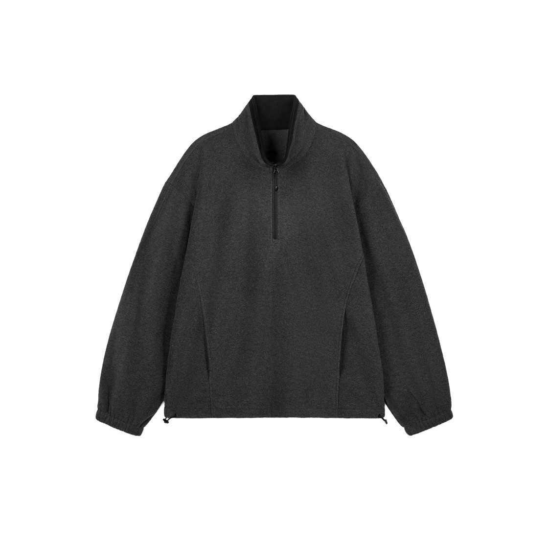 TNTS6F100CG TNGT Oversized Fleece Half Zip-Up Dark Grey