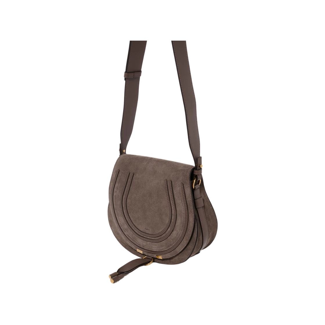 끌로에 마르씨 새들백 스웨이드 레더 니켈 그레이(Chloe Marcie Saddle Bag in Suede Leather Nickel Grey) - 2