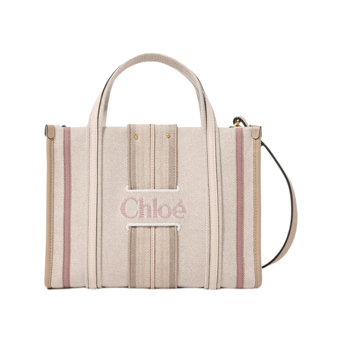 CH26WS936T776H3 Chloe Small Woody Loop Tote Bag in Canvas Nude