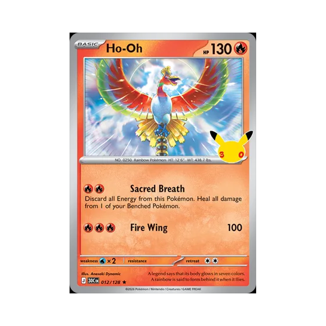 30C012-128 Pokemon TCG Ho-Oh R 30th Celebration (English Ver.)