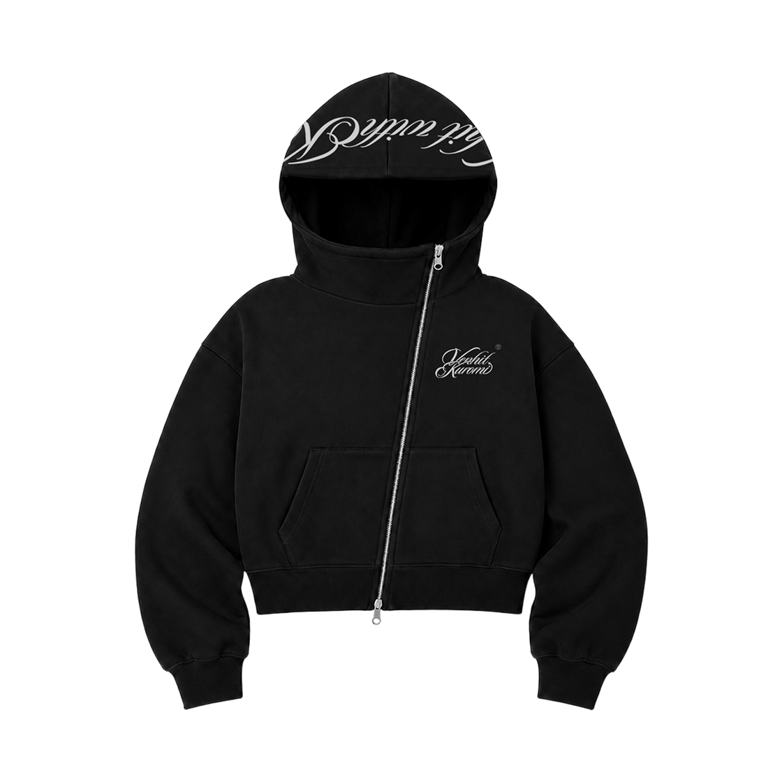 VK6F002 [KREAM 단독] VENHIT x KUROMI VK Serif Lettering Side Hoodie Zip-Up BLACK