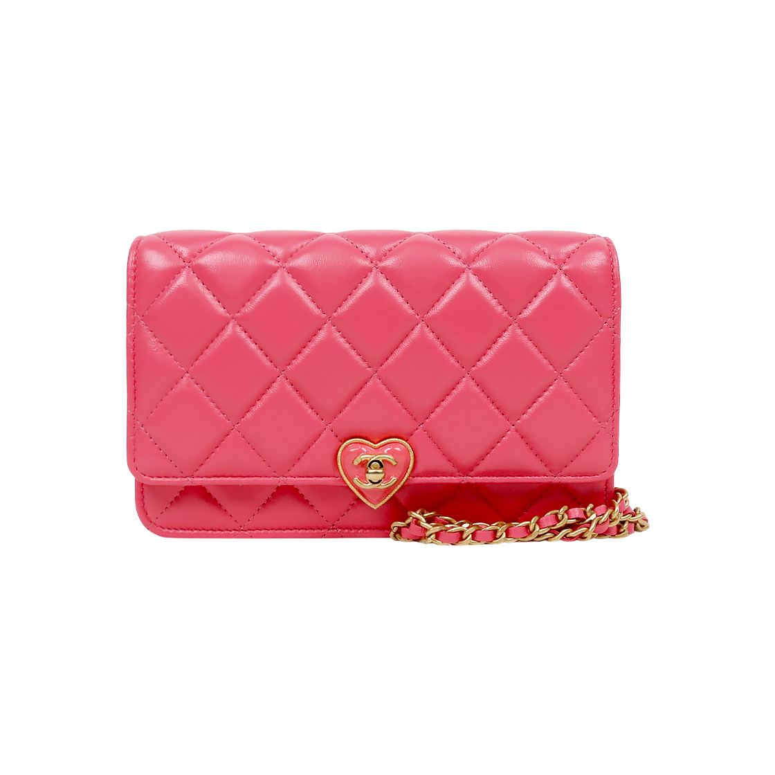 ITAI66VN9FHD Chanel Pink Quilted Heart Turnlock WOC