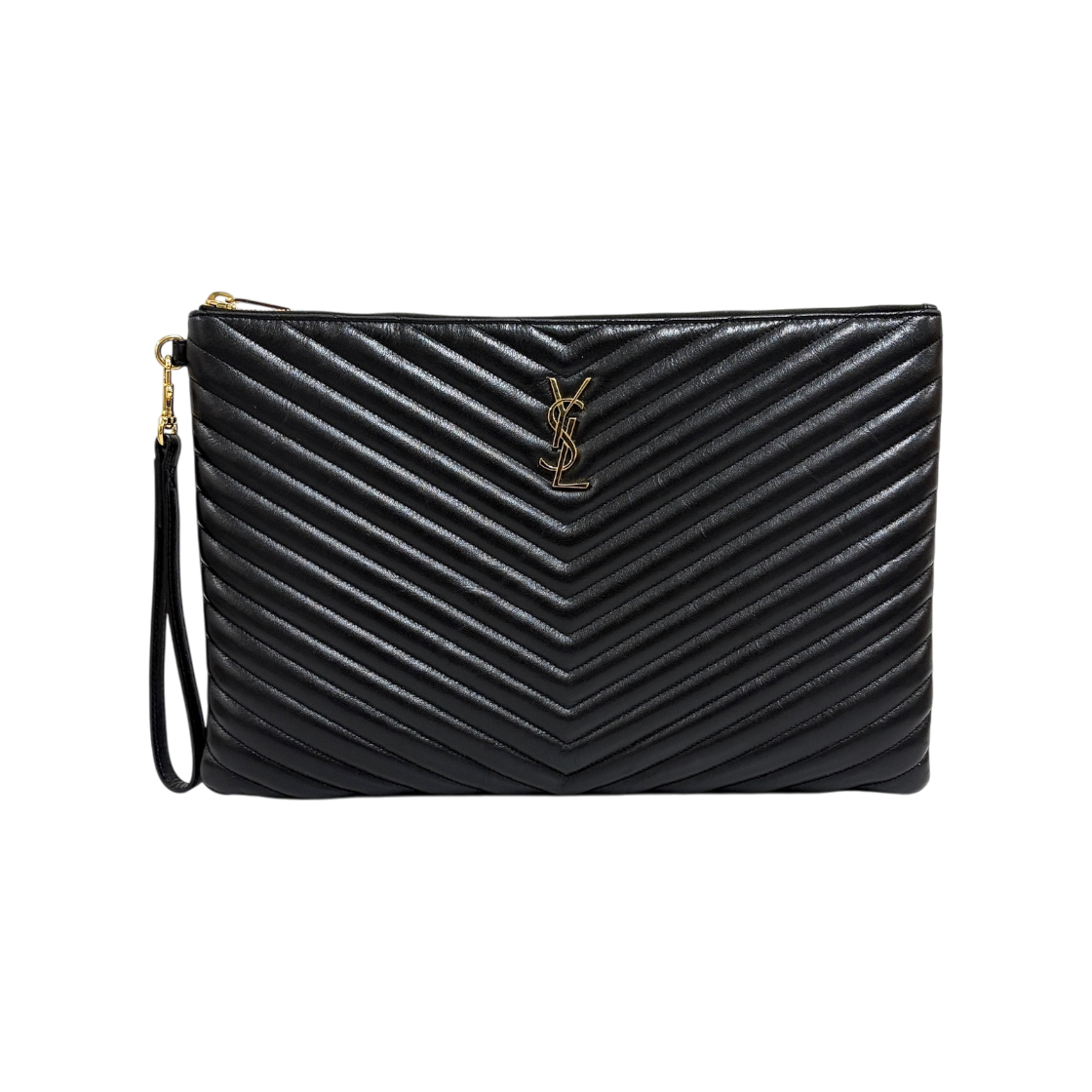 ITT22KWLNLHH Saint Laurent Monogram Matelasse Clutch Bag Black