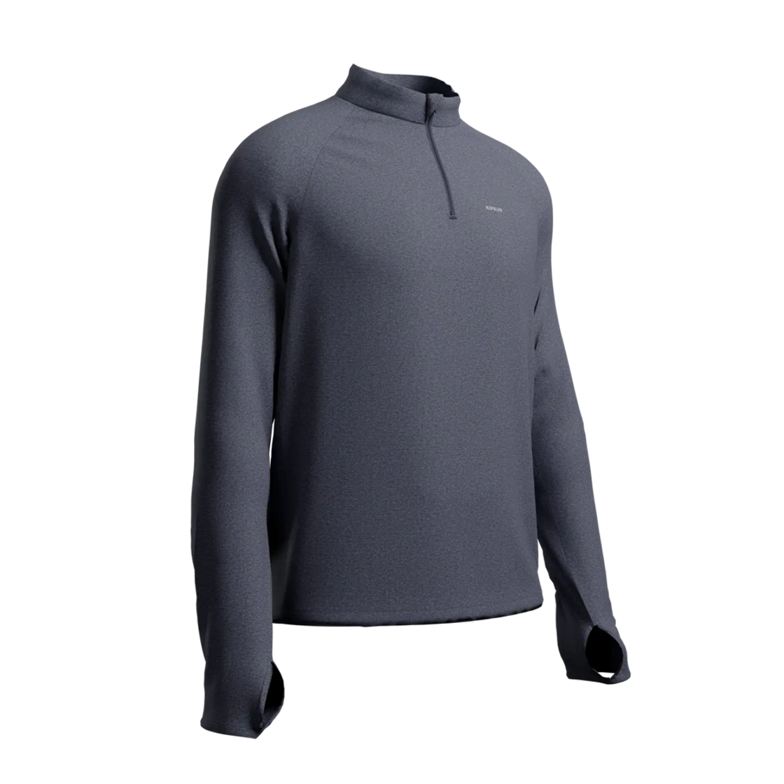 8911500 Decathlon Men's Half-Zip Running Long-Sleeved T-shirt Run Warm 100 Steel Blue