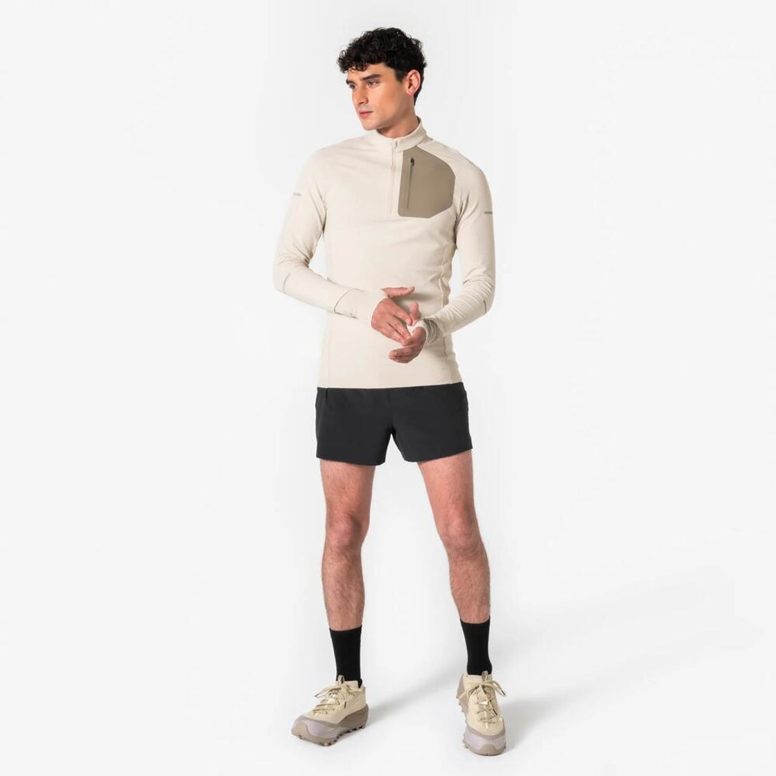 데카트론 남성 하프집 러닝 긴팔 티 런 웜 900 린넨 베이지(Decathlon Men's Half-Zip Running Long-Sleeved T-shirt Run Warm 900 Linen Beige) - 3