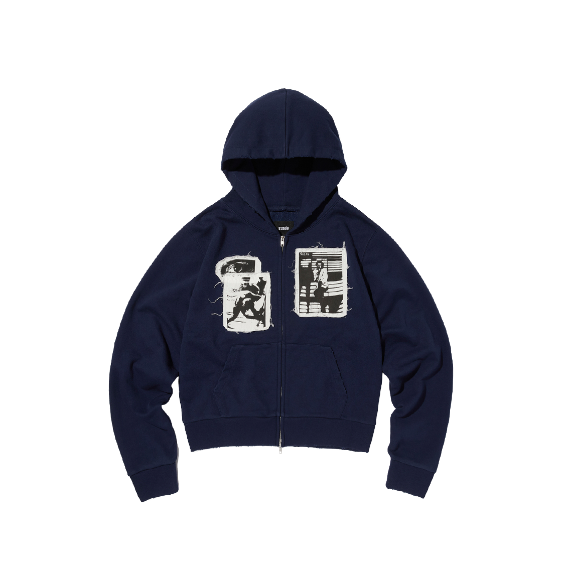 [KREAM 단독] 스웨이드 패치워크 후드 집업 네이비([KREAM 단독] Suade Patchwork Hood Zip Up Navy) - 1