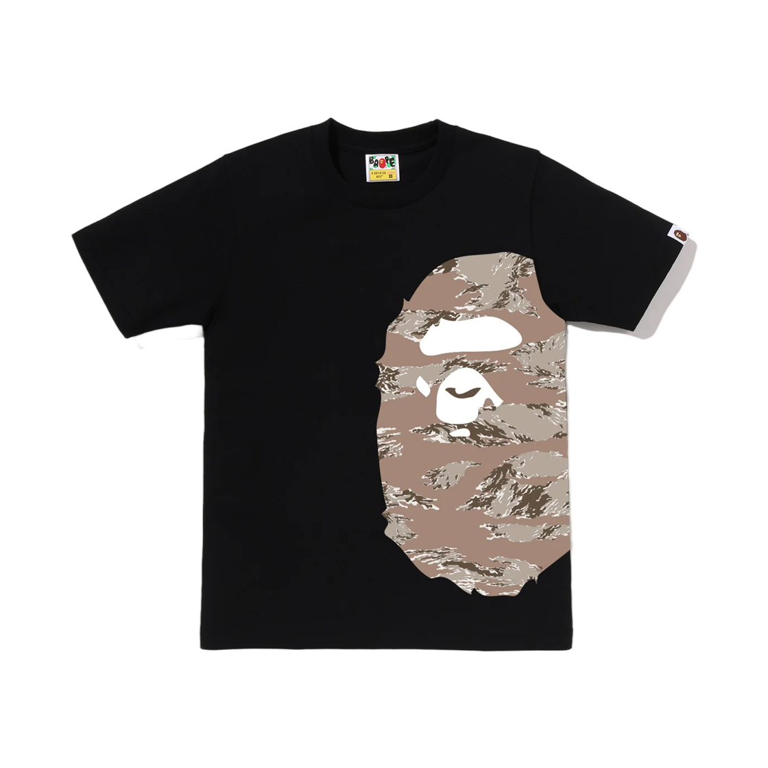 - (W) BAPE Tiger Camo Side Big Ape Head T-Shirt Black Beige