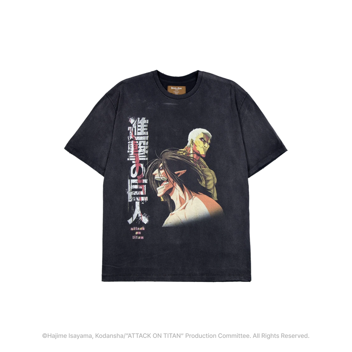 UMCAOTCNTBK [예약 배송][Attack On Titan I Undermycar] Eren Armored Titan Vintage Washed T-Shirts Faded Black