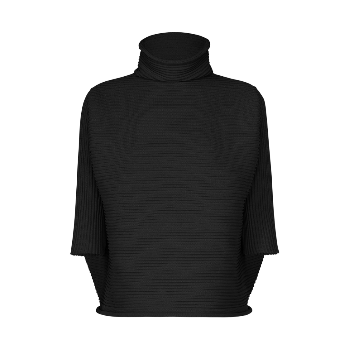 PP63-KK801-15 (W) Pleats Please Issey Miyake Zig Zag Knit Top Black