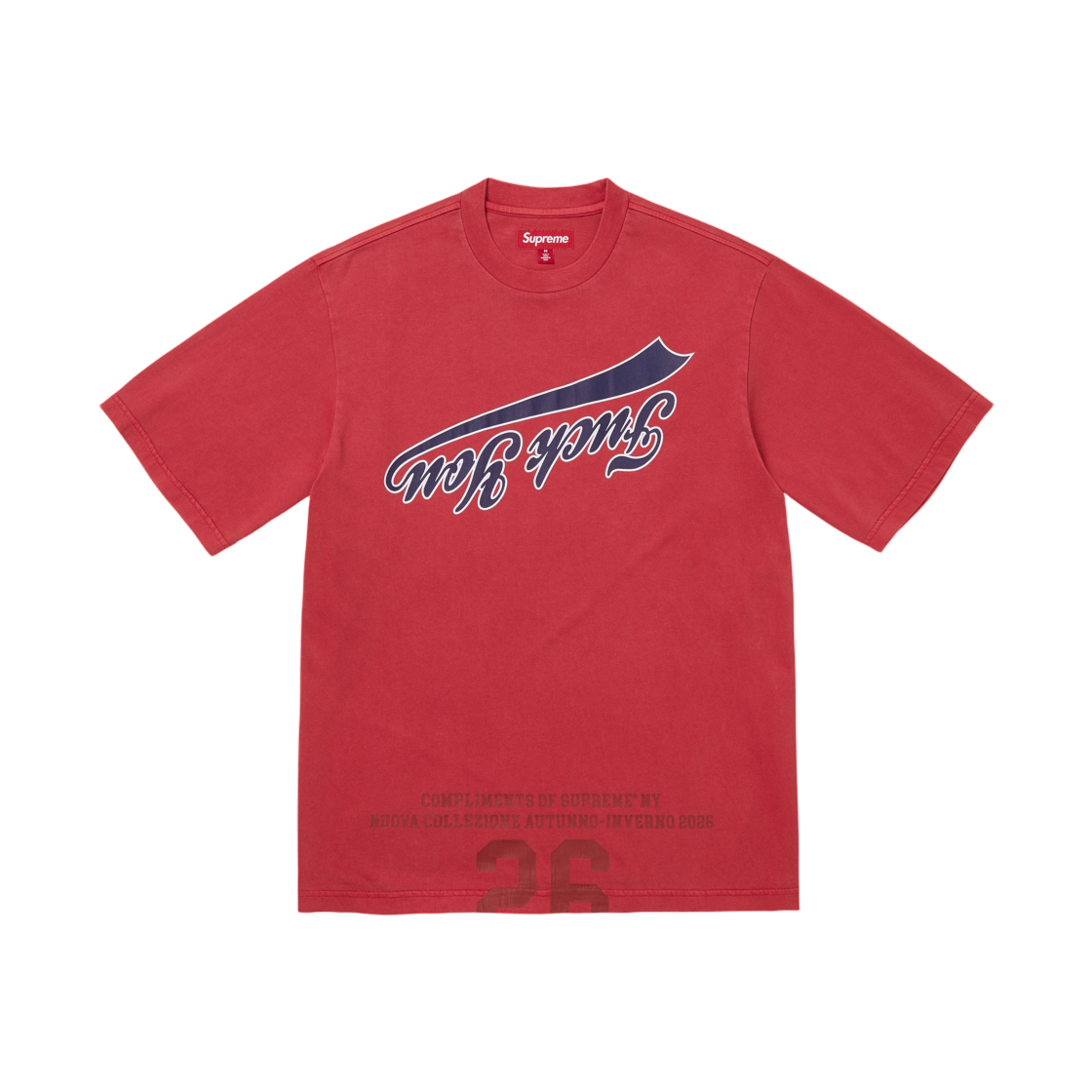- Supreme Cracked Flipped S/S Top Red - 26FW
