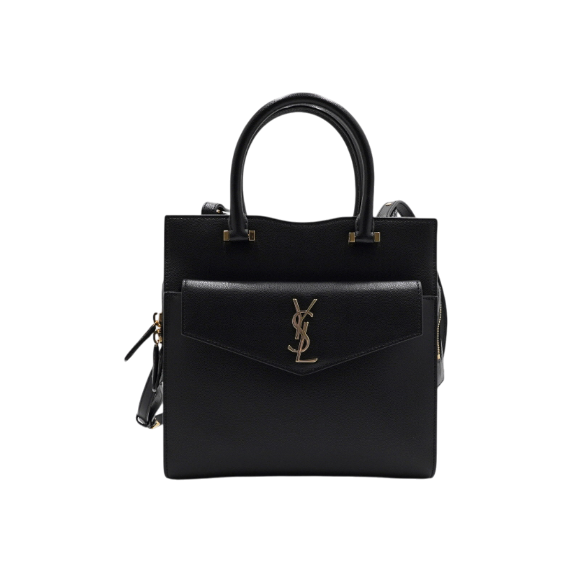 ITTPDIHO3QQA Saint Laurent Black Grain Leather Uptown Envelope Small Tote Bag