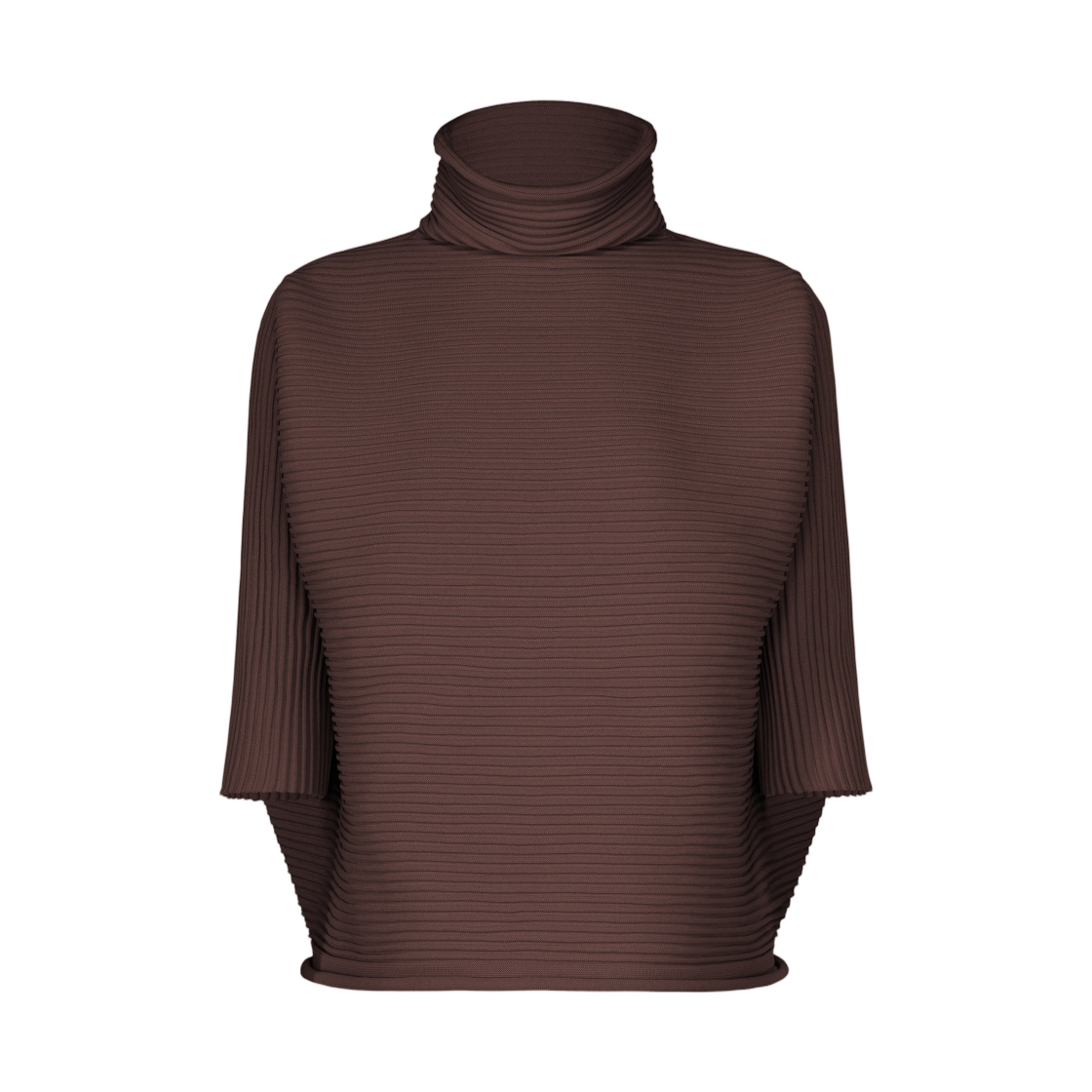 PP63-KK801-47 (W) Pleats Please Issey Miyake Zig Zag Knit Top Dark Brown