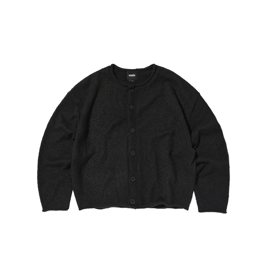 스웨이드 시어링 니트 가디건 블랙(Suade Shearling knit cardigan Black) - 1