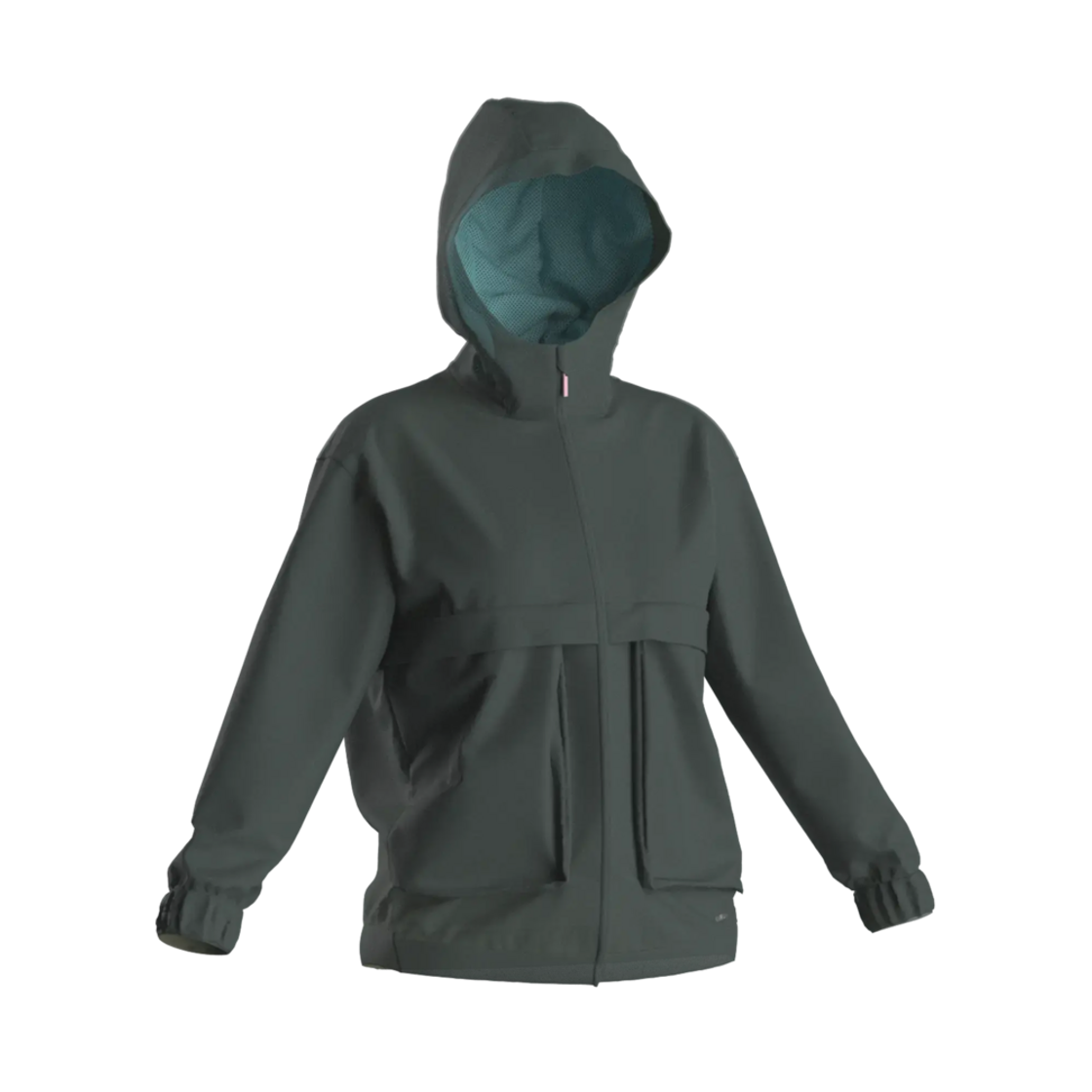 8842362 Decathlon Women's Running Lightweight Wind Jacket Run 500 Smoke Green