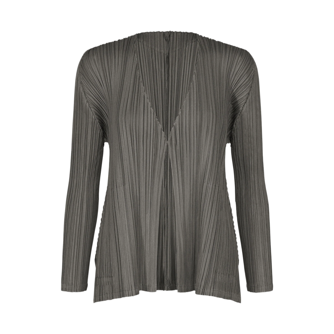 PP63-JO282-17 (W) Pleats Please Issey Miyake Mellow Pleats Cardigan Charcoal