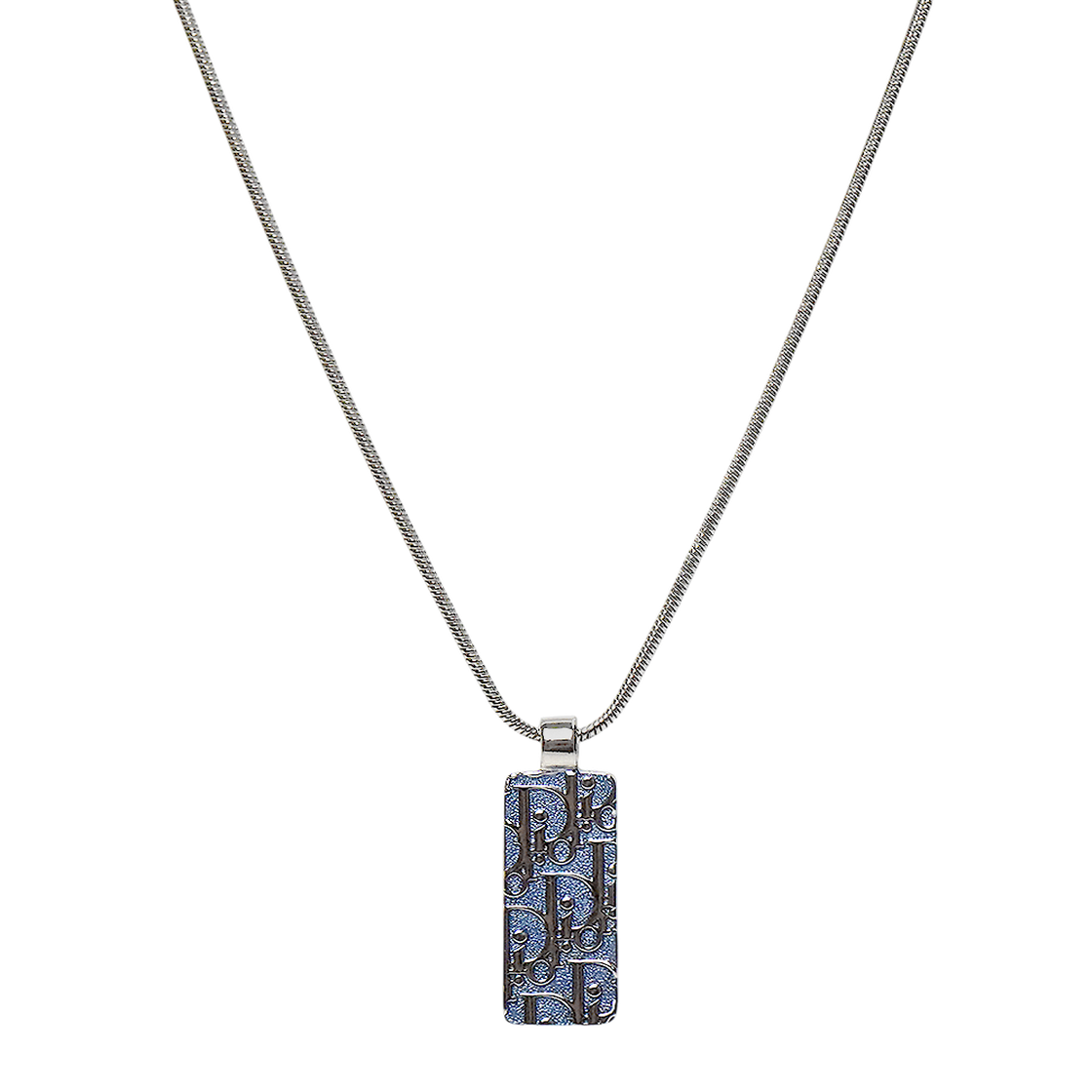 ITWPSHNJK5FJ Dior Blue Oblique Plate Silver Necklace