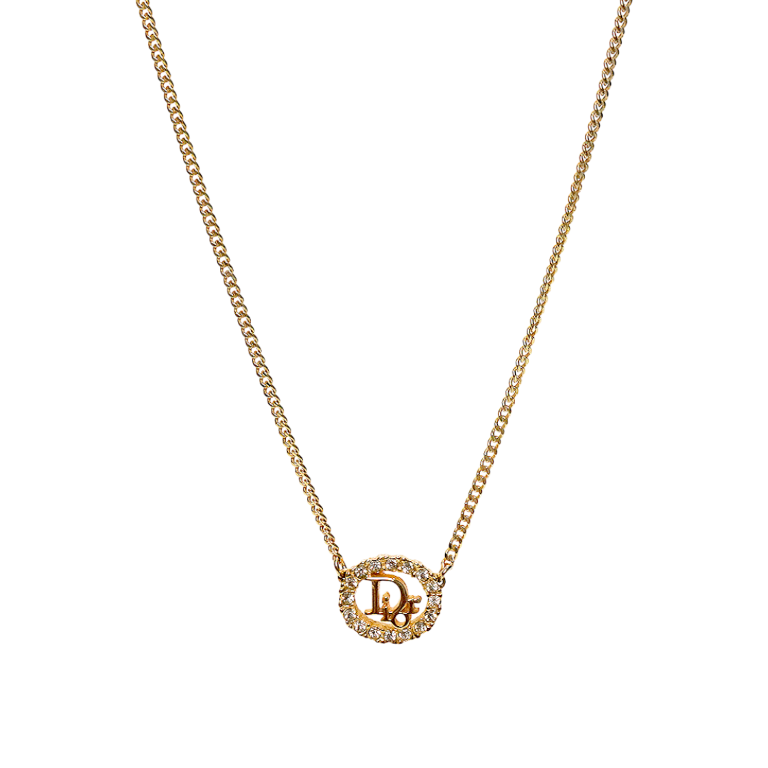 ITNURS63TS2A Dior Cubic Round Oblique Gold Necklace