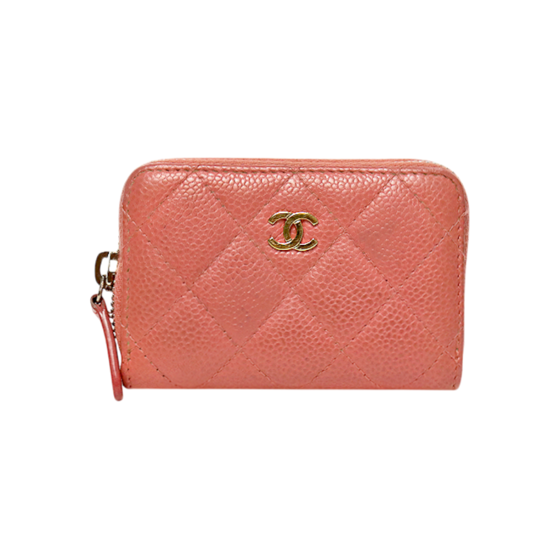 IT334BV5GVT5 Chanel Pink Caviar Zip Card Wallet