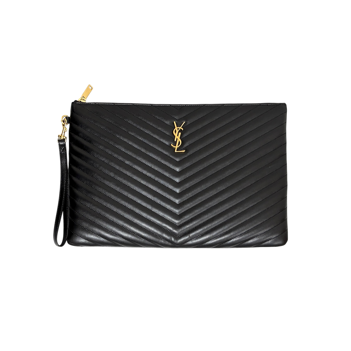 ITHR3Q3EF7U8 Saint Laurent Monogram Matelasse Clutch Bag Black